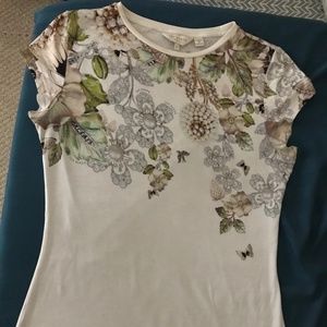 Ted Baker fitted Tee Top pearl printed size 2 small